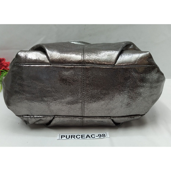 Coach Brooke Metallic Gray Leather Zipper Closure Hobo Shoulder Bag - Picture 7 of 16